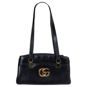 Authentic Gucci Arli Black Leather Shoulder Bag